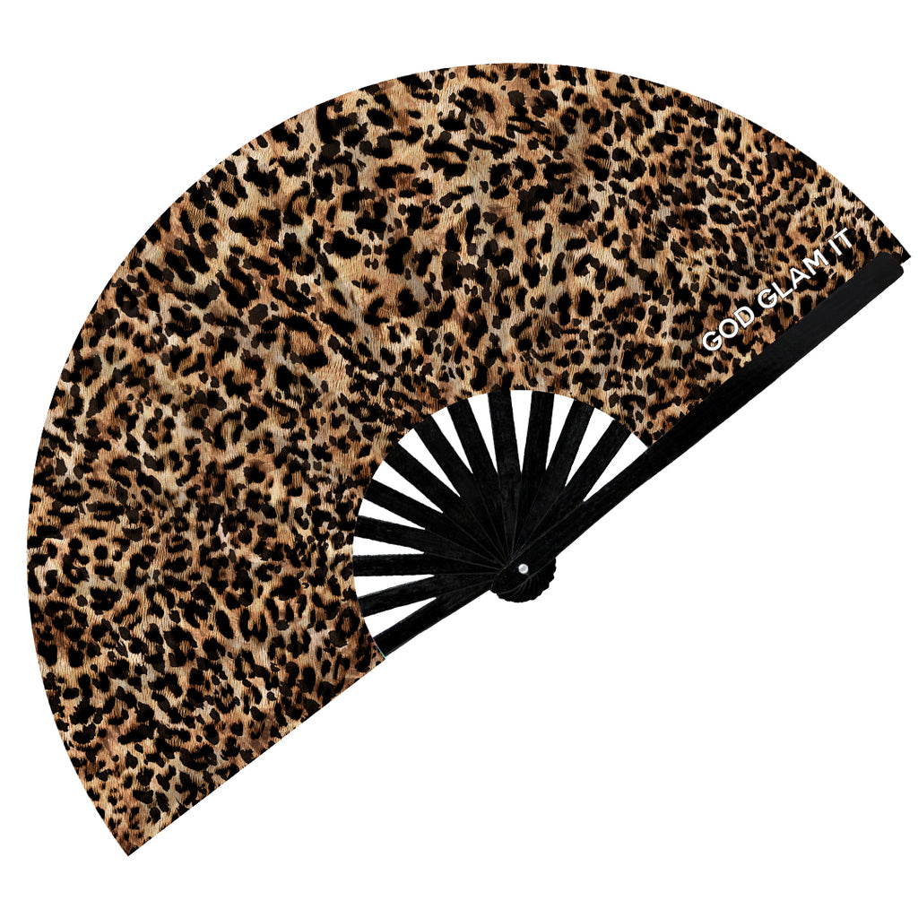 Cheetah Brown Hand Fan
