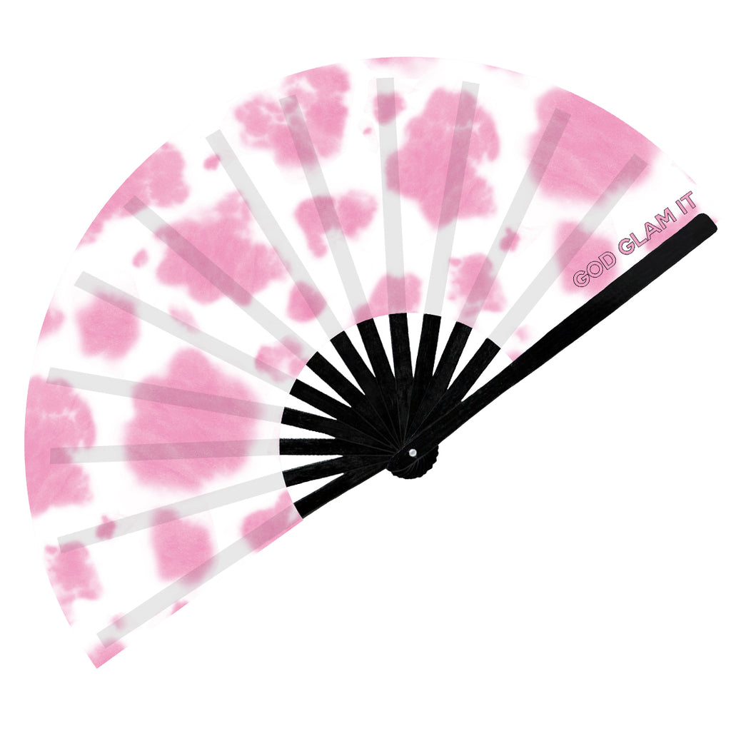Pastel Cow EDM-RAVE Bamboo Hand Fan
